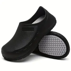 Men's Chef Shoes Non-Slip Oil & High Quality Lightweight Comfortable Slip-On Clogs with Cushioned Insole & Breathable Mesh - Durable EVA Upper & Rubber Sole for Kitchen, Restaurant,, Office, Beach Indoor/Outdoor Use, Kitchen Footwear, Simple Shoe Design,
