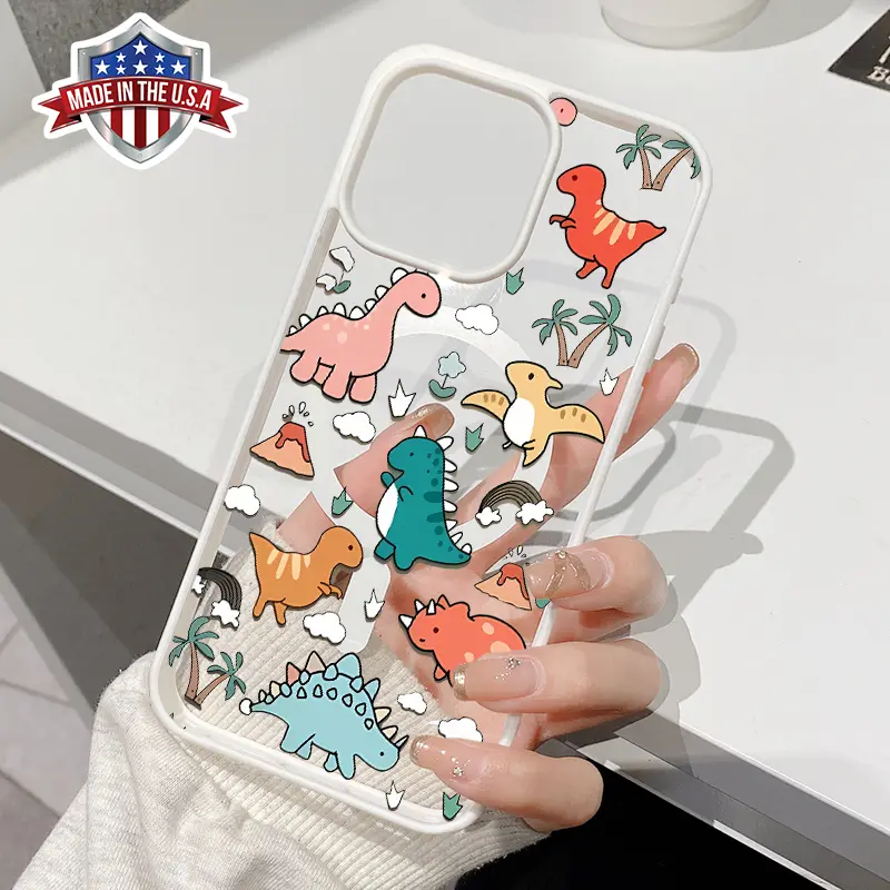 Magnetic TPU Cellphone Case for iPhone 15 Plus,16 Pro Max,14,13,12,11,X,XS,XR - Dinosaur Pattern, Shockproof, Anti-Scratch, Stylish Durable Protection Casing (Mobile Phone Accessories)