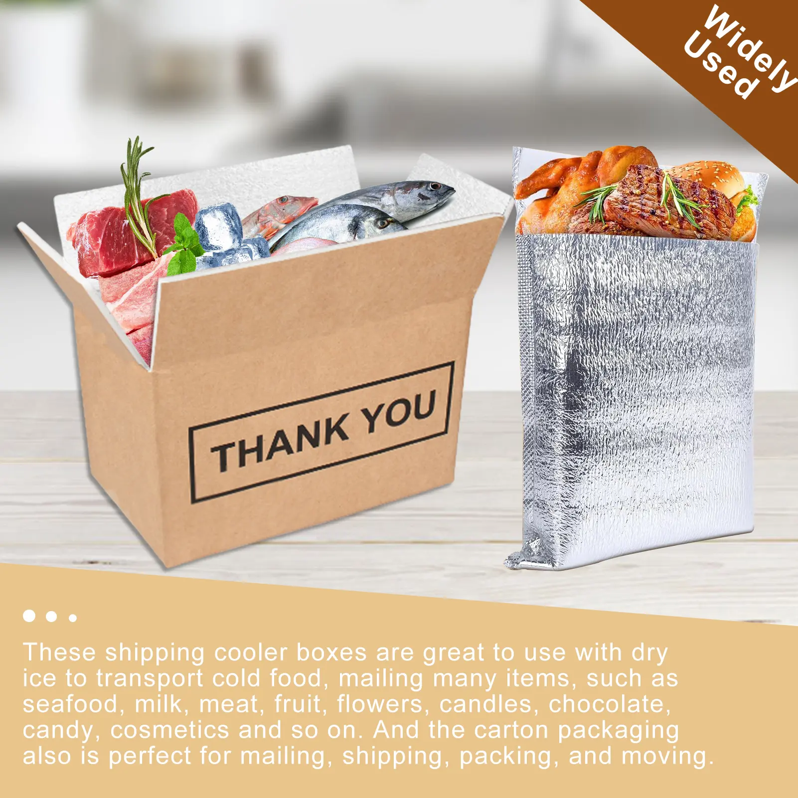 Chill Insulated Shipping Boxes with Aluminum Foil Liner, Cold Shipping Boxes, Mailing Boxes, Food Delivery Carton Box, Travel Packing Carton Supplies 10Pcs