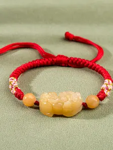 1pc Adjustable Jade Pixiu Bracelet，Hand-carved Chinese Style String，Traditional Jewelry for Women Men，Suitable for Daily Wear and Gift for Friends Family.