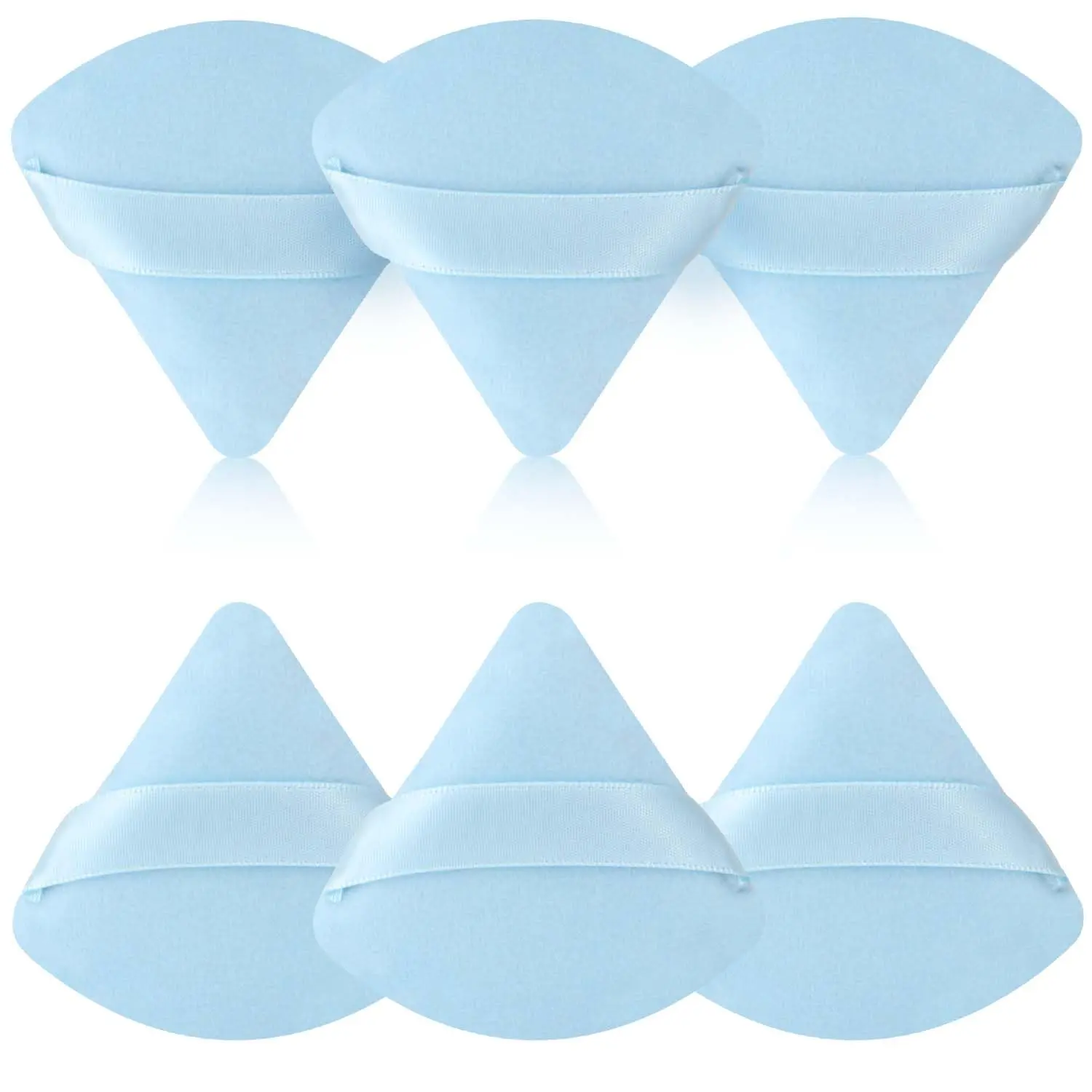6-Pack Triangle Velour Powder Puffs - Reusable Soft Makeup Sponges for Wet & Dry Application, Foundation & Powder Use, Normal & Sensitive Skin, 2.76 Inches Beauty Products, Powderpuff