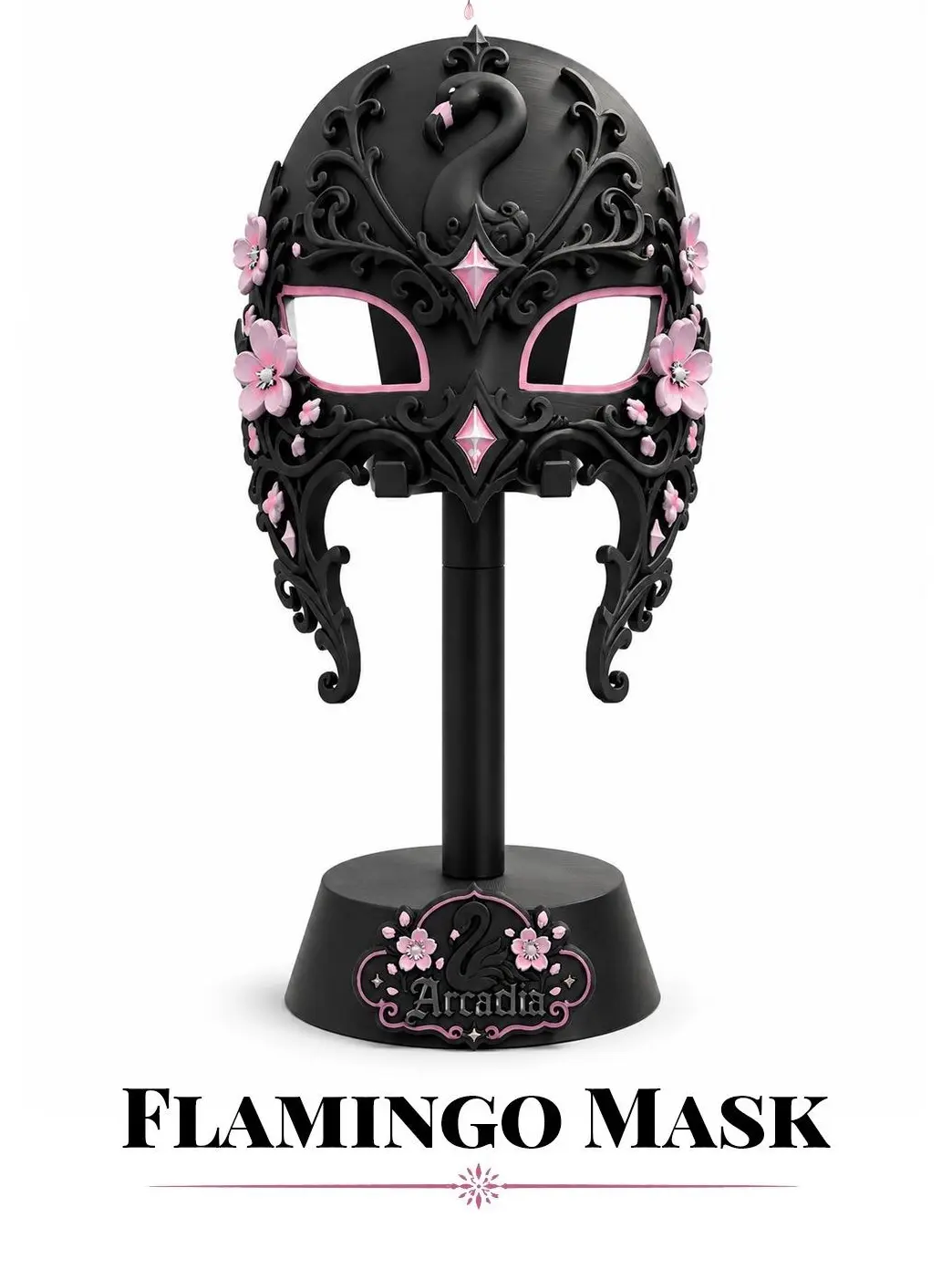 Gothic Flamingo Masquerade Mask | Hand Painted | Dark Romance | Made to Order