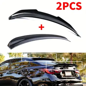 2014-2024 Infiniti Q50 2-Piece Set JDM Style Roof Spoiler & PSM Style Rear Trunk Spoiler Body Kit (Gloss Black/Carbon Fiber)