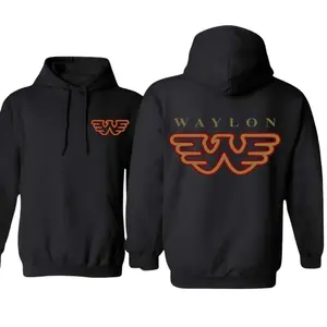 Waylon Jennings Logo Hoodie - Classic Outlaw Country Fan Pullover, Vintage Music Style, Graphic Hoodies for Adults, Outdoor Casual Streetwear Style for Men and Women (Unisex Fit)