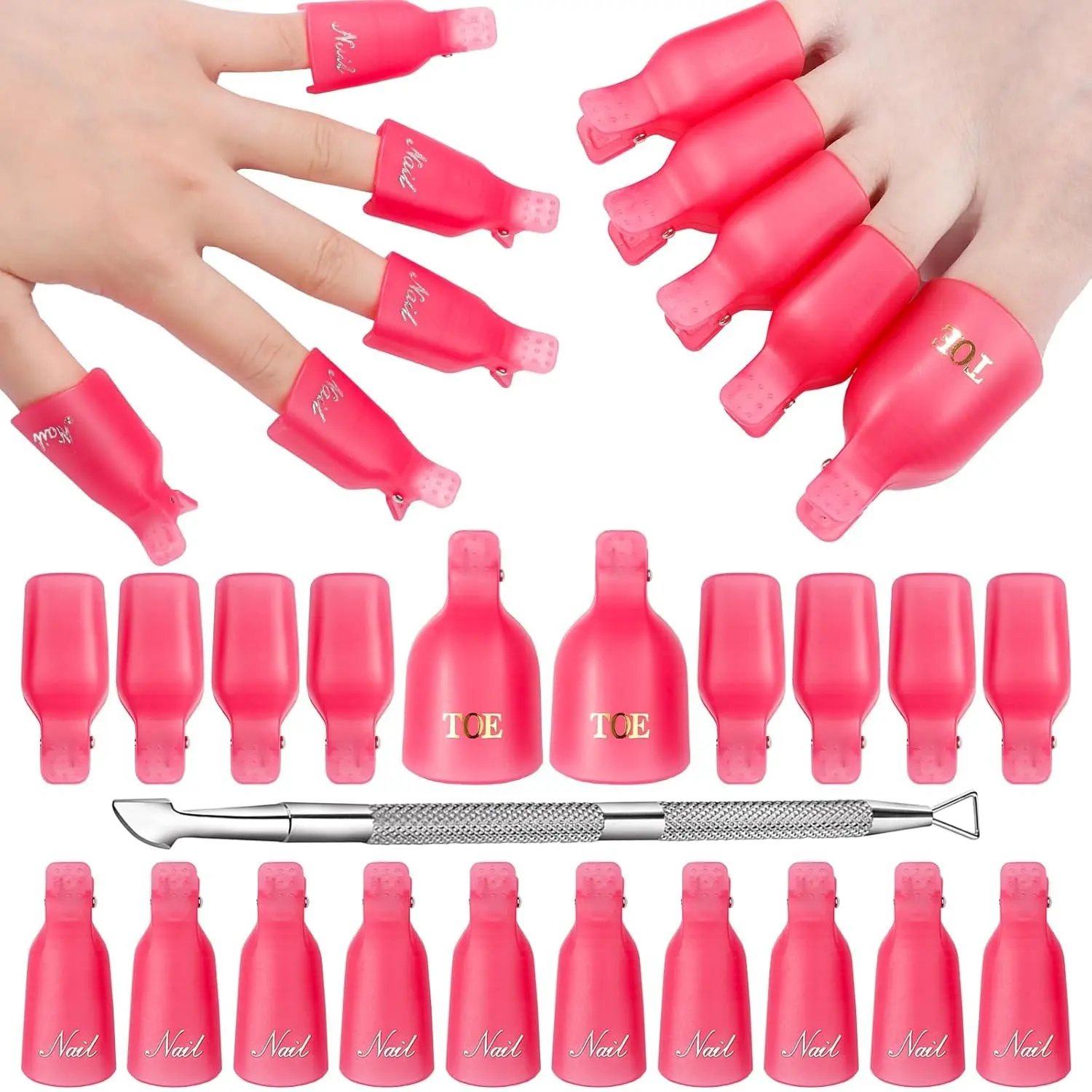 21-Piece Reusable Acrylic Nail Remover Clip Set, Nail Care Kit – Includes 10 Finger Clips, 10 Toe Clips + 1 Callus Shaver, Professional Manicure Tool for Removing Acrylic Nail Polish & Artificial Nails, Manicure Pedicure Kit, Manicure Accessory Set
