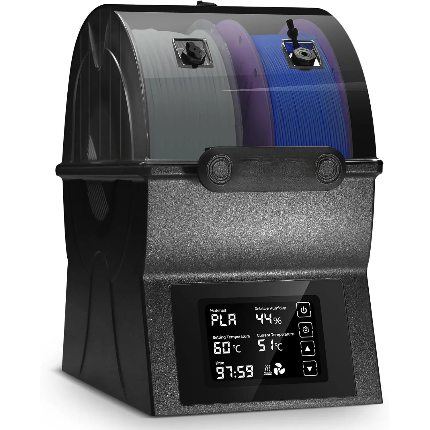 Filament Dryer Box, SH02 Dry Box Filament Sealed Storage Box 3D Printer 2 Spools Holder with PTC Fast Heater, Filament Dehydrator with Touch Screen Compatible with PLA PETG TPU ABS 1.75/2.85mm