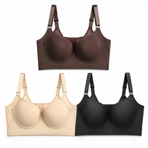 Lunaclo Women's Full Coverage Seamless Bra with 3D Molded Cups & Adjustable Wide Straps Wireless Push Up Support Bra Breathable Soft Fabric Everyday Comfort Lifting Bra for Plus Size & Daily Wear
