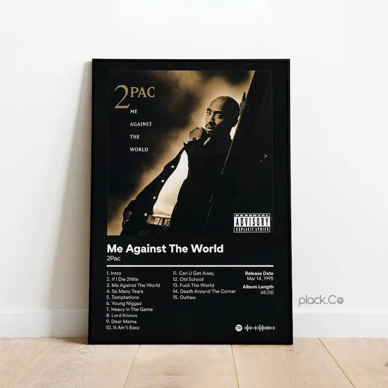 2Pac - Me Against The World - Custom Album Poster - Tupac Poster - Custom Album - Hip Hop Album - Album Cover Print - 2pac Album Print