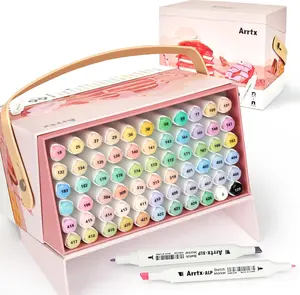 Arrtx Alcohol Markers ALP 66 Pastel Colors,Chisel and Fine Tip Professional Art Markers for Adult Artists Coloring Drawing Sketching Illustration