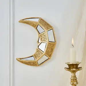 Modern Resin Crescent Moon Wall Decor, 6.88x8.03 Inch Mirror Surface Design, Home Party Festival Decoration Gift, Unique Hanging Ornament, Wall Mounted Decor