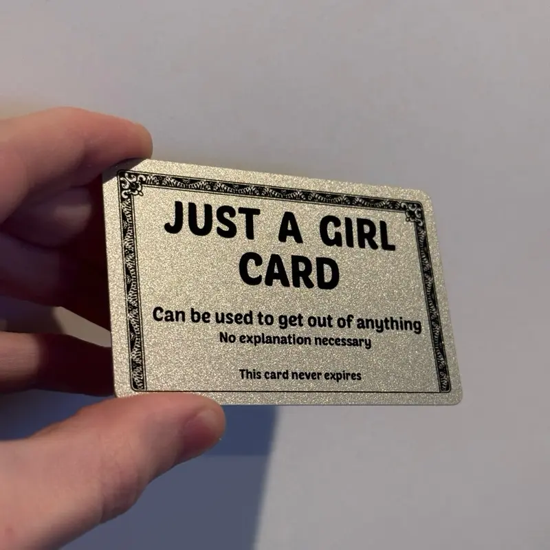 Plastic Just A Girl Card for your wallet. Funny excuse prank plastic cards