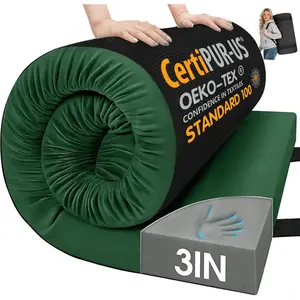 Memory Foam Camping Mattress – 3-Inch Thick Portable Floor Sleeping Pad [For Cars/Tents/Cots] – Guest Bed for Sleepovers – Rollable & Foldable Mattress – Suitable for Indoor & Outdoor Travel – Includes Storage Bag (Cot Size: 72 x 24 x 3 inches)