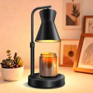 Glass Jar Candle Warmer Lamp - Metal Body, Adjustable Height, Stepless Dimming, No-Flame Scented Candle Holder, 2 Bulbs Included, Mom Gift for Home Decor