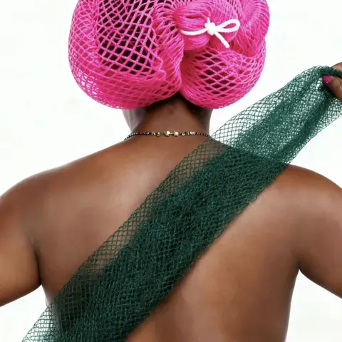 Authentic African Exfoliating Bath Sponge - Ethically Sourced Eco-Friendly Nigerian African Net Sponges, Porous, Quick-Dry, Hygienic, Adjustable, Foldable, Rotatable, Normal Skin Safe Body Scrubber, Personal Self Care Products Bath Accessory
