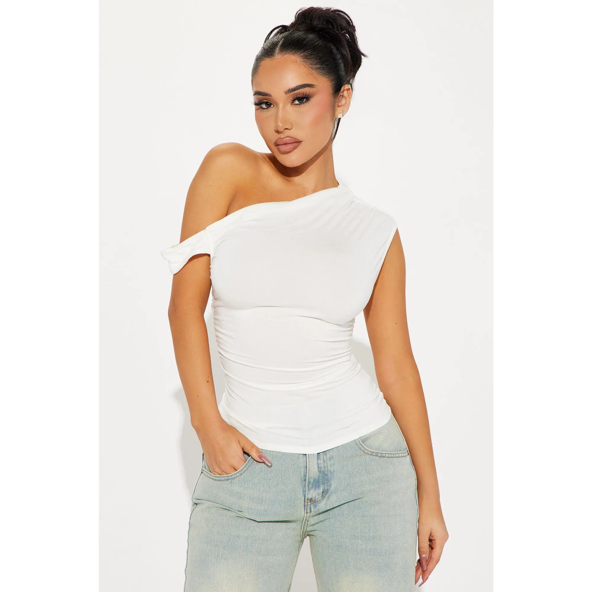Bianca One Shoulder Top - White