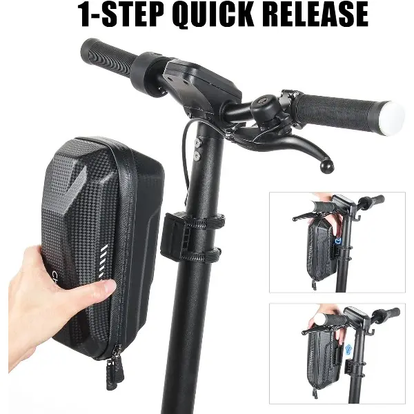 Portable Electric Scooter Bag, Quick Release Scooter Storage Bag with 2L Large Capacity, Waterproof Front Handlebar Bag for Carrying Phone, Wallet, Tools Outdoor Cycling Accessories Commuter Ebike