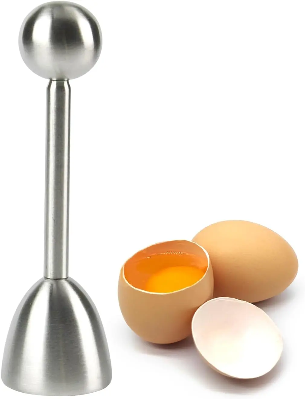 Stainless Steel Egg Cracker Topper - Effortless Shell Cutter for Hard & Soft Boiled Eggs - Kitchen Tool Utensils, Even Top Crack For Cleaner Egg Tops, Hard & Soft Use