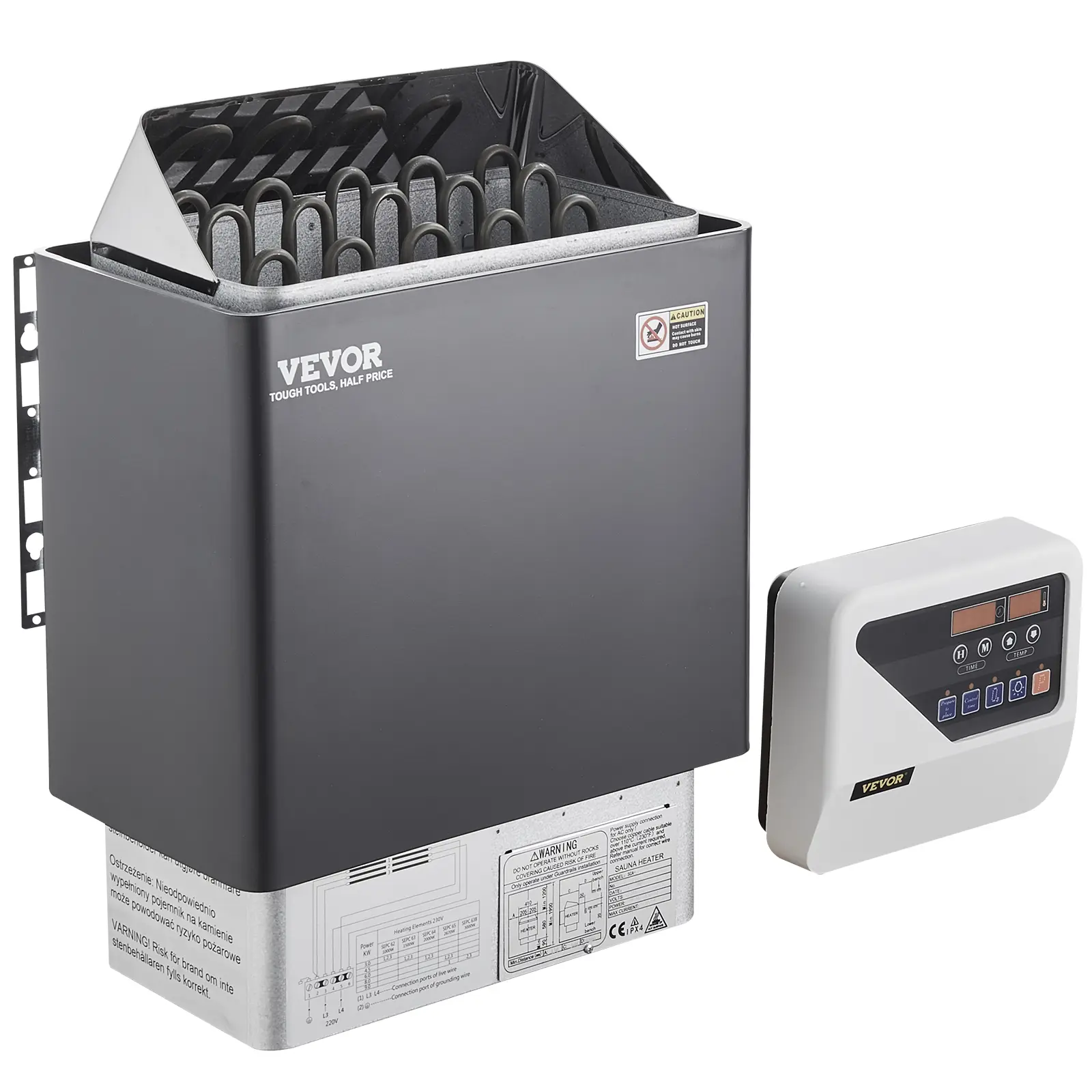 【Summerfinds】VEVOR Sauna Heater 9KW 220V Electric Sauna StoveSteam Bath Sauna Heater with External Digital Controller3h Timer and Adjustable Temp for Max. 317-459 Cubic FeetHome Hotel Spa Shower Use
