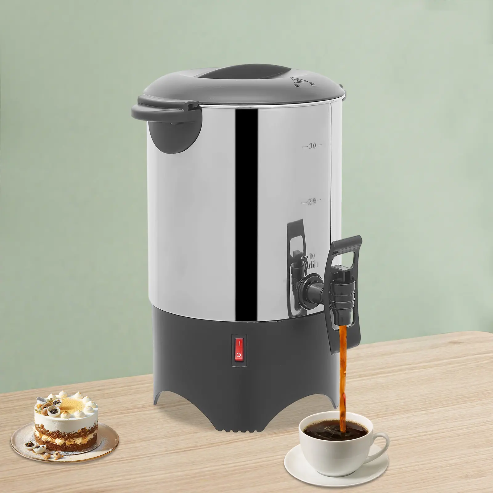 5L (175Oz) Commercial Coffee & Tea Urn, Hot Beverage Dispenser with Anti-Dry Burn Feature for Party Events, Home Essentials