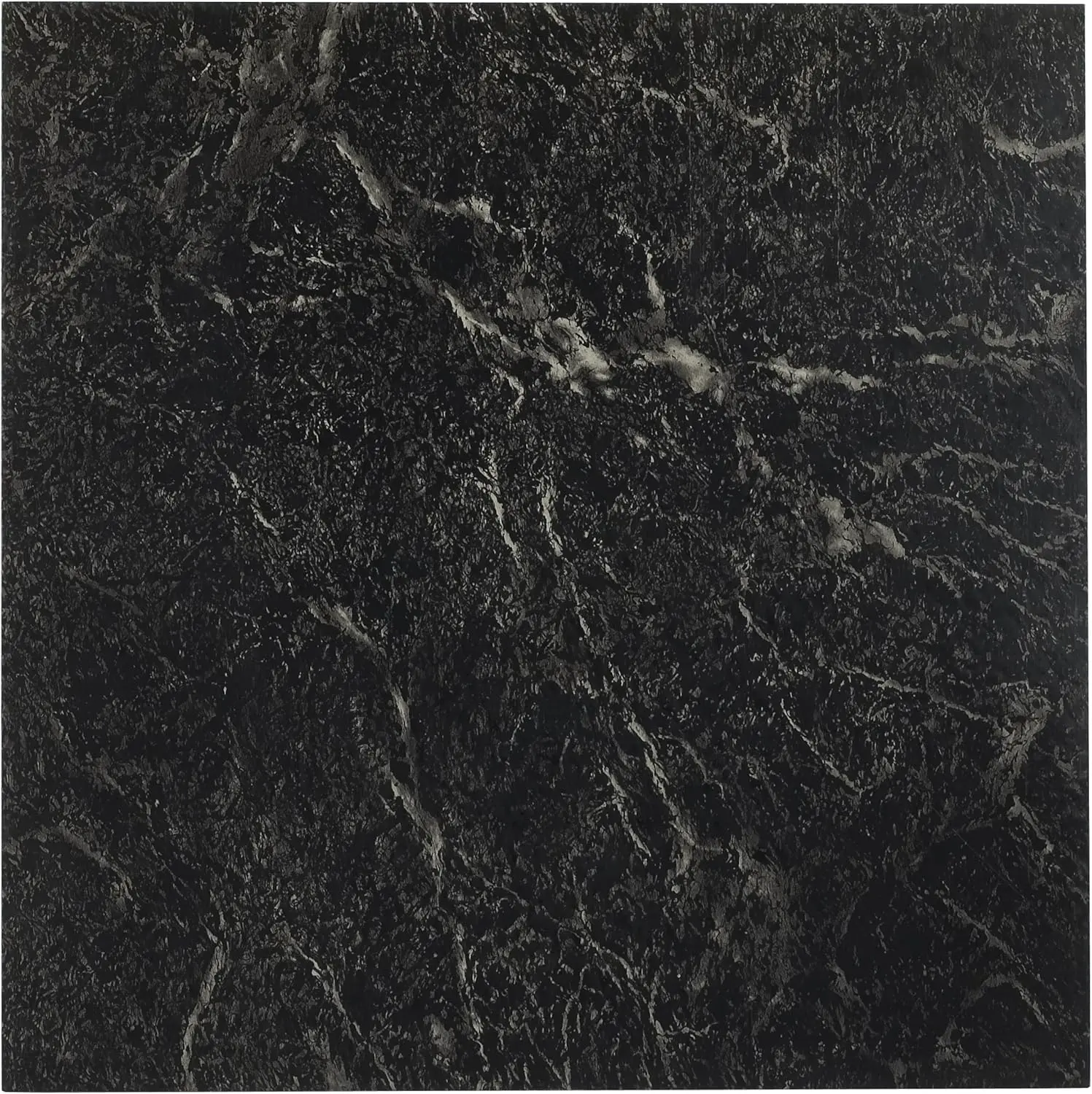 Home Decor Nexus Self-Adhesive Vinyl Tiles - 20 x 12"x12" Black with White Vein Marble Pattern, Indoor Peel & Stick DIY Flooring for DIY Users, Dining Rooms & Bedrooms