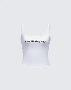 Callie White Slogan Jersey Cami Top