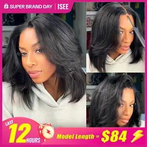 【Model Length=$84】ISEE HAIR Wear Go 9x6 Tpart Layered Cut Bob Yaki Straight Wig 180% & 250% Natural Black & Reddish Brown Deep Part Lace Glueless Wig #SpringStatements