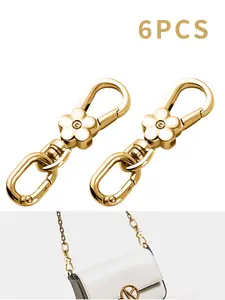 6pcs Multi-Functional Alloy Rotating Spring Clips, Fashion Bag Buckles, Luxury Dual-Opening Keychains, DIY Accessories for Bags and Keys