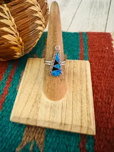Handcrafted Sterling Silver, Opal & Onyx Inlay Ring