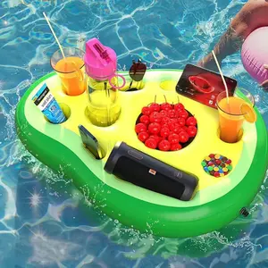 1 inflatable floating drink tray for a summer swimming pool party avocado/pineapple/coconut tree/rainbow multi-style water bar with ice slot cups Pool Float Lounge Swimming Floater