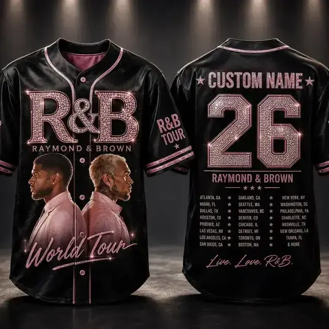 [HOT JERSEY] Custom R&B Tour Baseball Jersey, Personalized Concert Shirt, Vintage Music Fan Apparel, Hip Hop & R&B Festival Outfit, Streetwear Baseball Jersey, Gift for Music Lovers