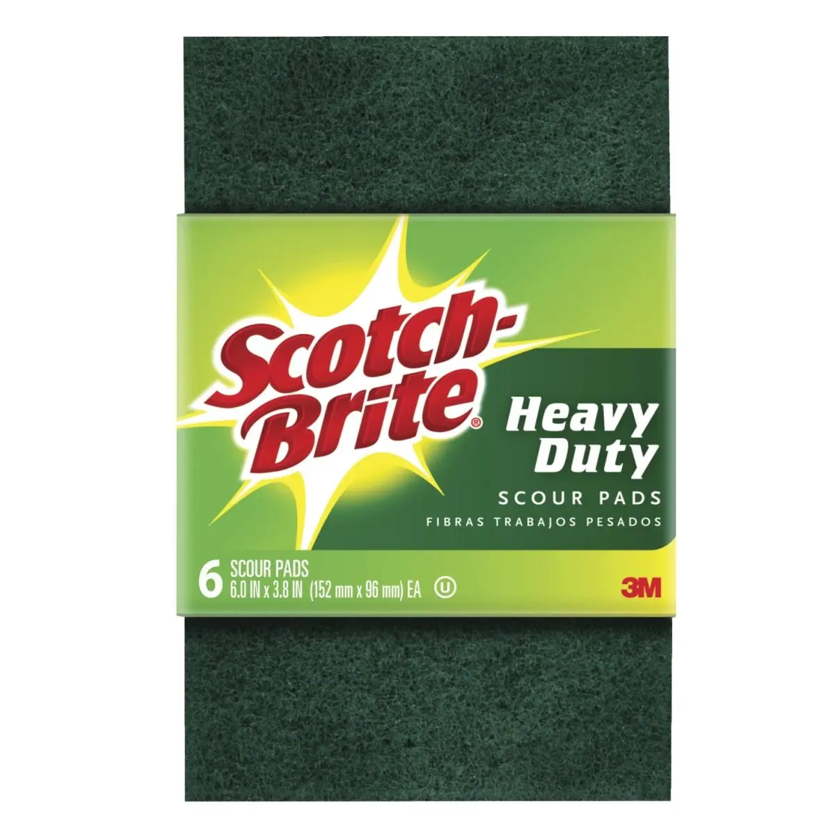 Scotch-Brite 1563721 Brite Heavy-Duty Scouring Pads - 6 x 3-4/5 in. Pack of 6, Reptile & Amphibian Pet Supplies, Tough Scrubbing Pad/Scrubber for Cast Iron Cleaning, Household Use