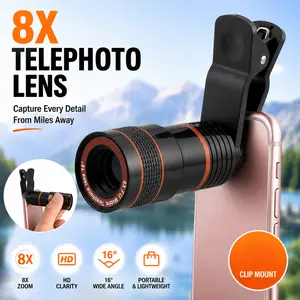 Universal 8X Clip-On Phone Telephoto Lens - Portable HD Photography Telescope Lens, Perfect for Concerts, Sports Games & Travel