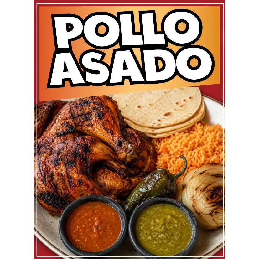 Pollo Asado Decal Window Sticker Mexican Food Truck Concession Vinyl Restaurant  #4 Grilled Chicken