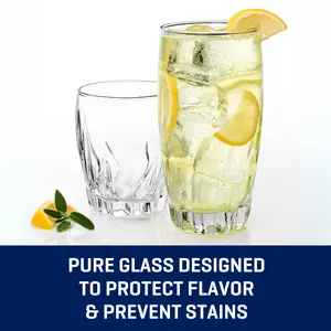 12 Piece Radiant Drinking Glasses Set, 16 oz & 12 oz Clear Glasses