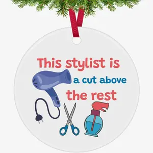 3in Ceramics Hairdresser Appreciation Keepsake Ornament - Blurred Matte Eclectic Home Decor, Easy-to-Hang Thank You Gift for Stylists, Christmas Tree Decoration