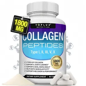 Nutrition Collagen Peptides 1800mg 5 Types Complex 90 Capsules US Made for Health Beauty & Fitness