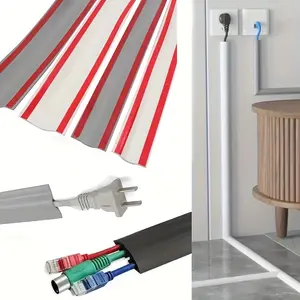 2 Rolls 39.37 Inch Adhesive PVC Cable Protector Floor and Wall Cover, Wire Management for Home and Office, Non-Toxic Material