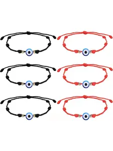 6 Pieces Evil Eye Bracelets Ojo Bracelets Red String Evil Eye Jewelry for Protection and Blessing Adjustable for Daily & Holiday Wear & All Season Boho Style Bracelet Stackable Bracelets