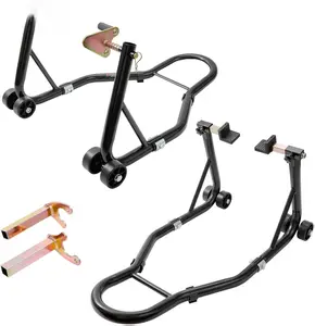 VEVOR Motorcycle Stand Lift 850lbs Front Rear Combo Stand for Yamaha Honda Kawasaki Suzuki Motorcycles with U+L Fork Swingarm Spool Stand Black