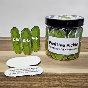 Pickled Cabbage Jar Gift Set, 60 Unique Positive Messages Cards, Decorative Pickle Jar, Encouragement Gifts for Friends, Humorous Present, Party Favors Assortment