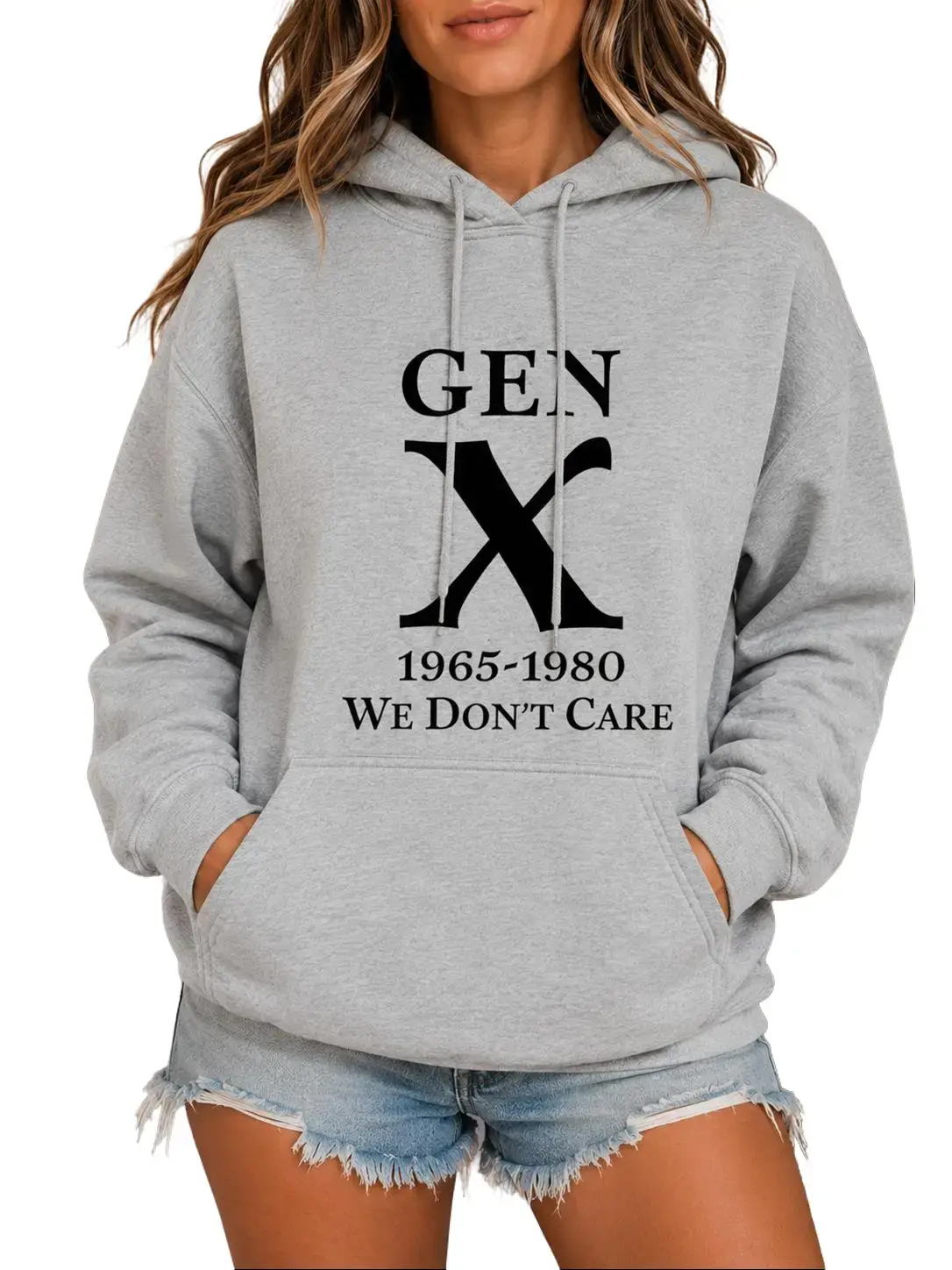 Gen X We Don't Care Hoodie, Funny Generation X Graphic Pullover, Retro 80s 90s Hoodie, Sarcastic Gen X Apparel, Nostalgia Gift, Birthday Gift For Women Men, Longsleeves, Tops