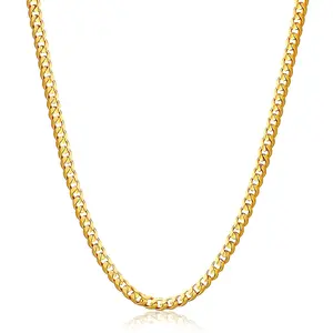 18K Gold Plated Cuban Chain Necklace for Women and Men (Unisex) 3.5mm Cuban Necklace for Men Boys