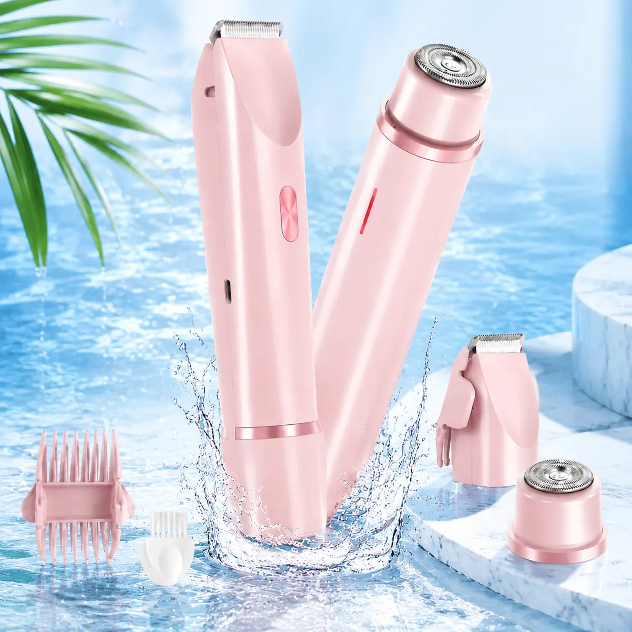 Women's 2-in-1 Rechargeable Bikini Trimmer - ABS Plastic Electric Body Hair Remover with Dual Heads, USB Charge, Easy Carry, Gentle Trim for Bikini Line - Festive Graduation Gift for Women