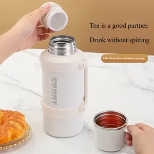 1L Large Capacity Stainless Steel Water Bottle with Foldable Handle and Leak-Proof Lid, Insulated for Hot/cold Drinks, Portable for Gym Camping Office Travel