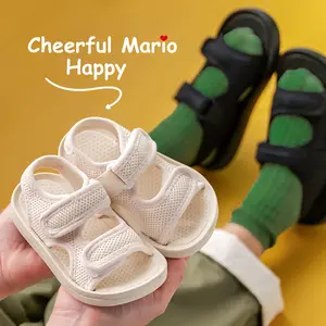 Cheerful Mario Kids Breathable Mesh Beach Sandals | Hook & Loop Closure | Multi-Color | EVA Sole for Boys & Girls