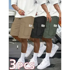 [3-Pack Cargo Shorts] 3-Pack Heavy-Duty Men's Shorts | Ripstop Fabric, 6+ Utility Pockets, Adjustable Waist Workout, Hiking & Construction Ready, Summer Value Set