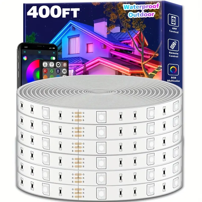 400 Feet Outdoor LED Strip Lights Waterproof, Outdoor LED Strip Lights Waterproof, Comes with App and Remote Control, Music Sync RGB Outdoor LED Rope Lights, Comes with Self-Adhesive Backing, Group Management My Devices tiktokshopbacktoschool