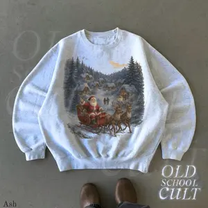 Retro Santa Sweatshirt, Vintage 90s Christmas Crewneck, Rustic Holiday Pullover, Cozy Winter Shirt, Santa Sleigh Sweater, Christmas Gift