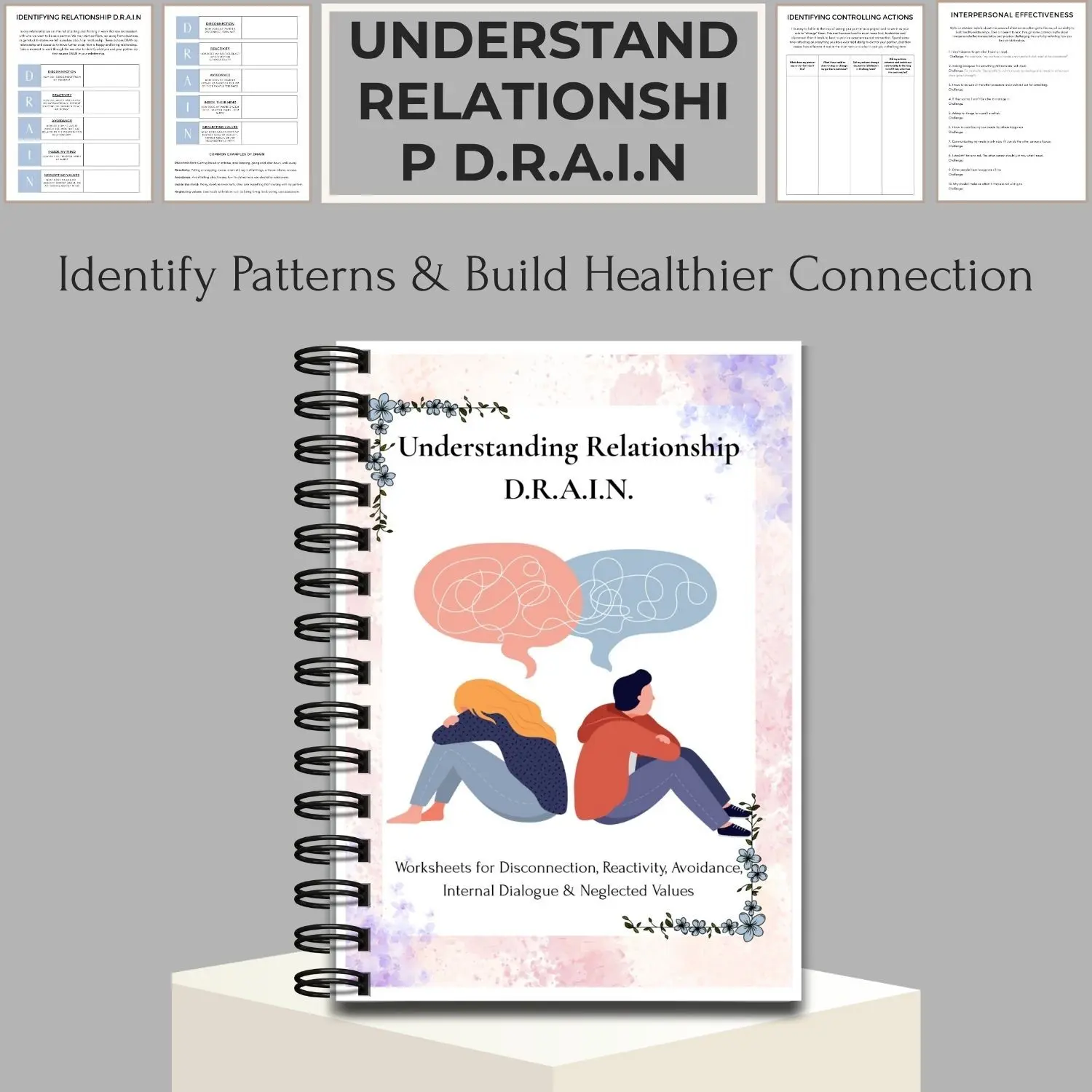 D.r.a.i.n. Relationship Guidance Diary, Guided Journal, Daily Reflection Questions, Reduce Reactivity, Understand Avoidance, Enhance Communication Skills