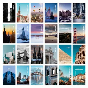 Vintage World Cities Postcard, 24pcs/set 4x6" Art Cardstock, Travel Souvenirs & Wall Decor for History Lovers, Explorers & Aesthetic Homes